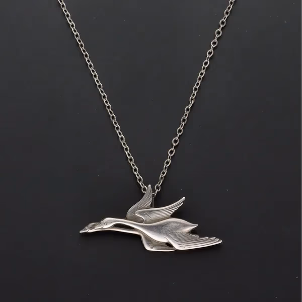 Georg Jensen Silver Flying Swans Pendant