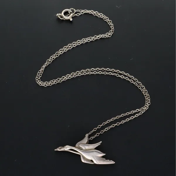 Georg Jensen Silver Flying Swans Pendant