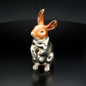 Solid Silver and Enamel Bunny Rabbit