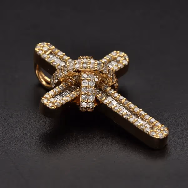 18ct Yellow Gold Diamond Cross Pendant
