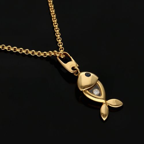 18ct Gold Chopard Happy Diamonds Happy Fish Pendant Necklace image-1