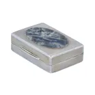 George V Silver Table Snuff Box with Inset Stone
