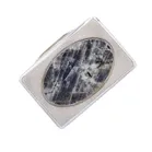 George V Silver Table Snuff Box with Inset Stone