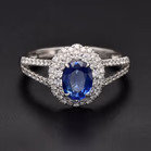18ct White Gold Sapphire & Diamond Ring
