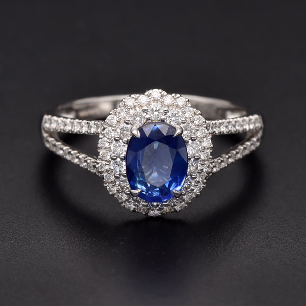 18ct White Gold Sapphire & Diamond Ring