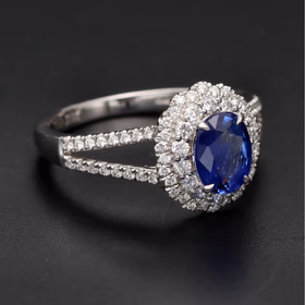 18ct White Gold Sapphire & Diamond Ring