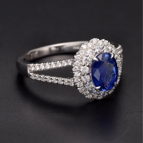 18ct White Gold Sapphire & Diamond Ring