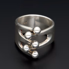 Vintage Sterling Silver Five Bead Ball Ring by Anna Greta Eker