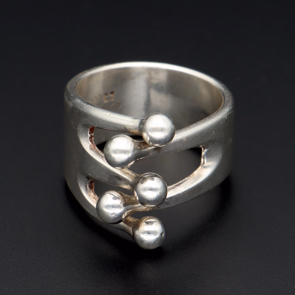 Vintage Sterling Silver Five Bead Ball Ring by Anna Greta Eker
