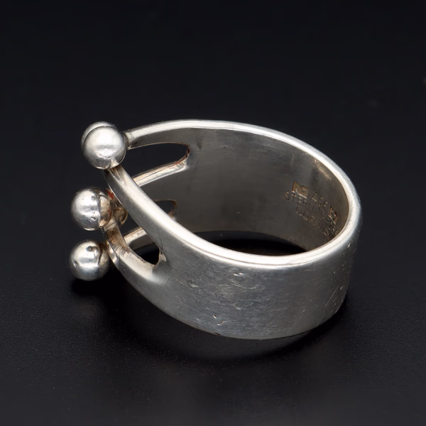 Vintage Sterling Silver Five Bead Ball Ring by Anna Greta Eker