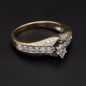 Yellow Metal Stamped 14k Diamond Ring
