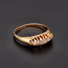 Antique 18ct Yellow Gold 5-Stone Old-Cut Diamond Ring