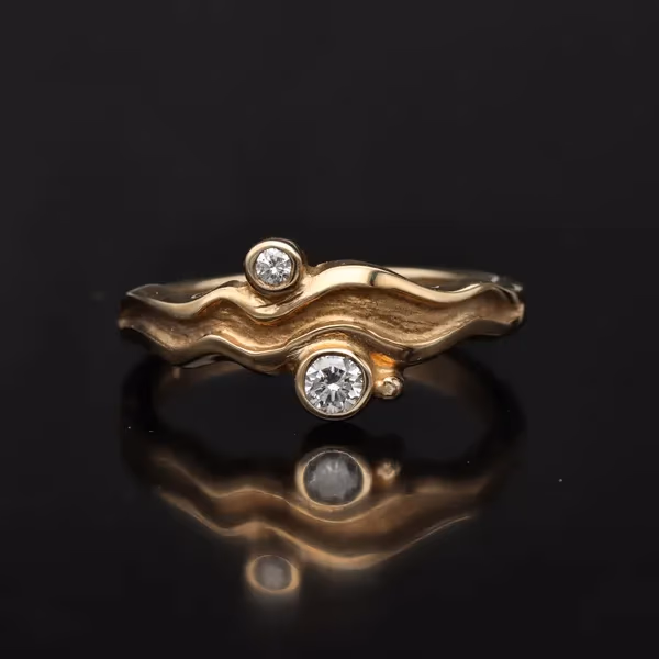 9k Yellow Gold Diamond Ring by Sheila Fleet