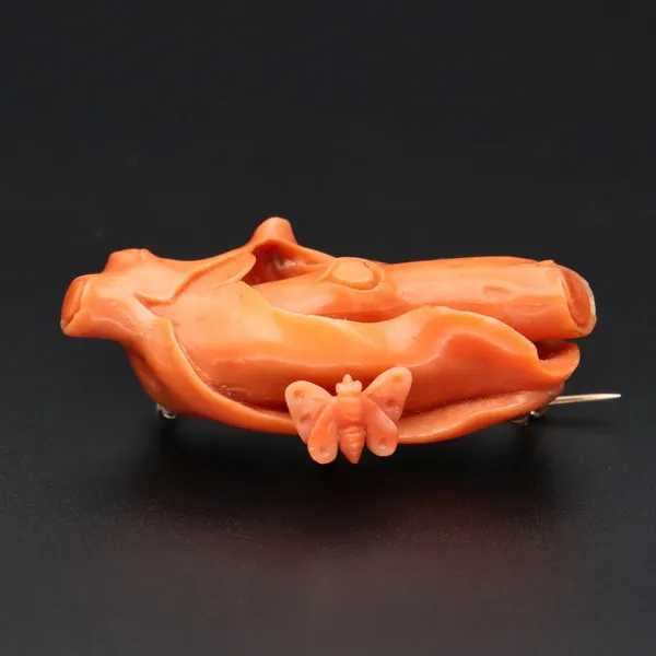 Victorian Carved Coral Brooch