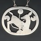 Sterling Silver Kneeling Deer Pendant by Arno Malinowski for Georg Jensen