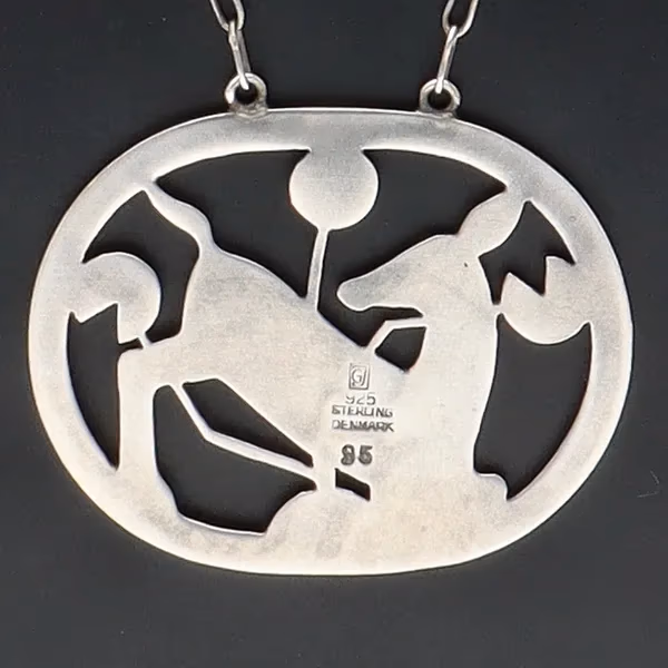 Sterling Silver Kneeling Deer Pendant by Arno Malinowski for Georg Jensen