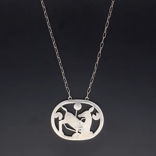 Sterling Silver Kneeling Deer Pendant by Arno Malinowski for Georg Jensen