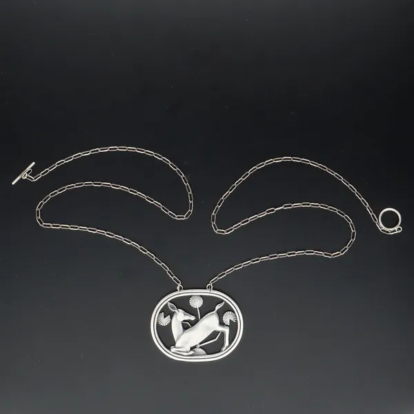 Sterling Silver Kneeling Deer Pendant by Arno Malinowski for Georg Jensen