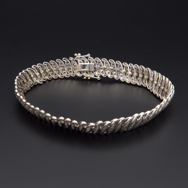 9ct White Gold Diamond Encrusted Bracelet