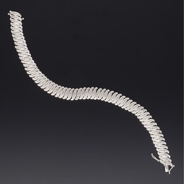 9ct White Gold Diamond Encrusted Bracelet