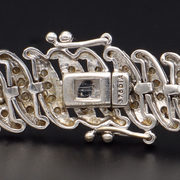 9ct White Gold Diamond Encrusted Bracelet