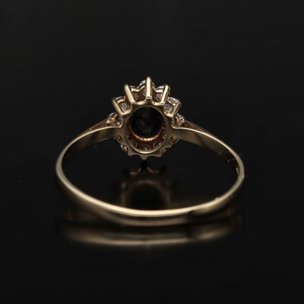9ct Yellow Gold Sapphire and Diamond Cluster Ring