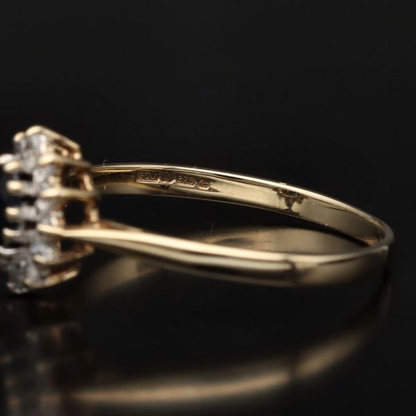 9ct Yellow Gold Sapphire and Diamond Cluster Ring