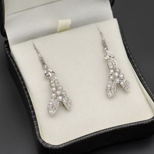 Art Deco Style Platinum Gold and Diamond Earrings