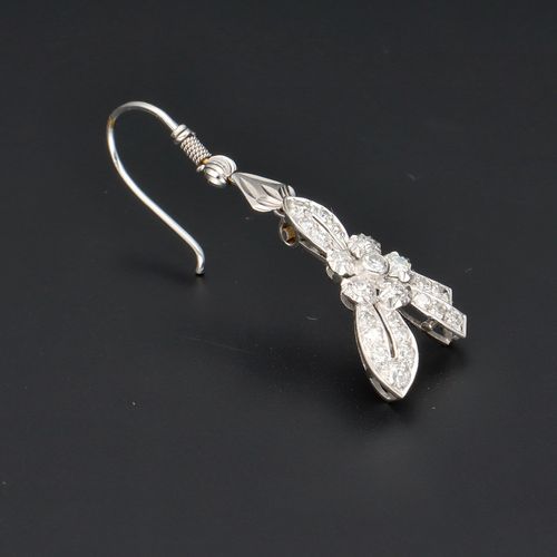 Art Deco Style Platinum Gold and Diamond Earrings image-3