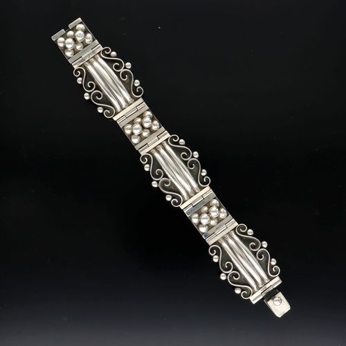 Heavy Vintage Mexican Silver Bracelet image-1