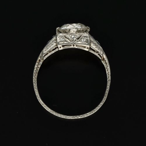 Art Deco Platinum Diamond and Sapphire Ring image-6