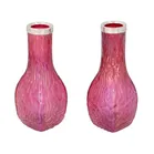 Art Deco Cranberry Silver Vases