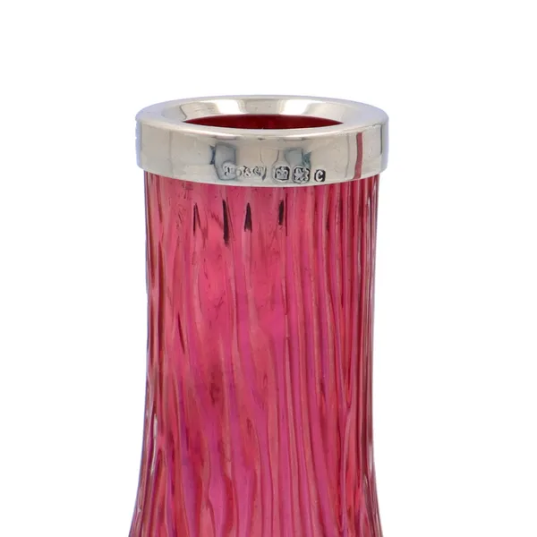 Art Deco Cranberry Silver Vases