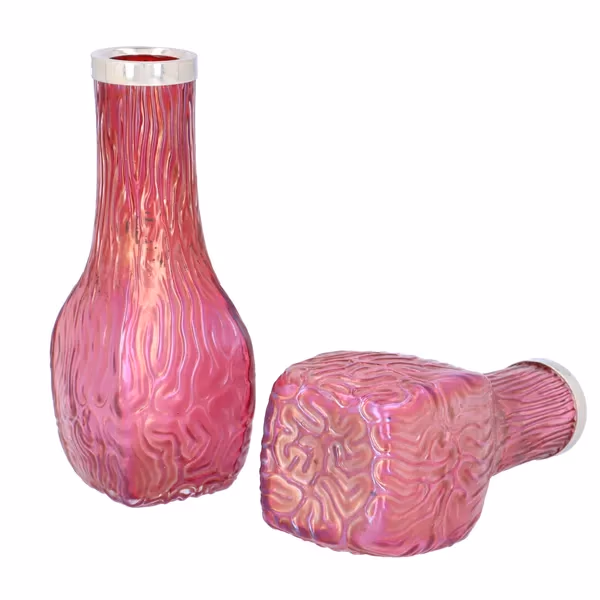 Art Deco Cranberry Silver Vases