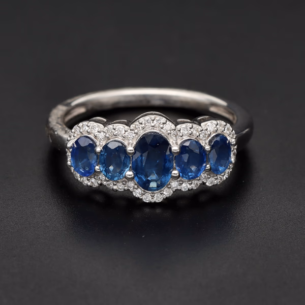 18ct White Gold Sapphire and Diamond Ring