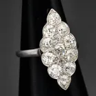 2ct+ Old Cut Diamond Marquis Cluster Ring