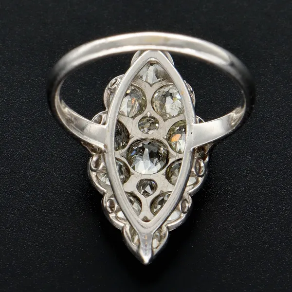 2ct+ Old Cut Diamond Marquis Cluster Ring