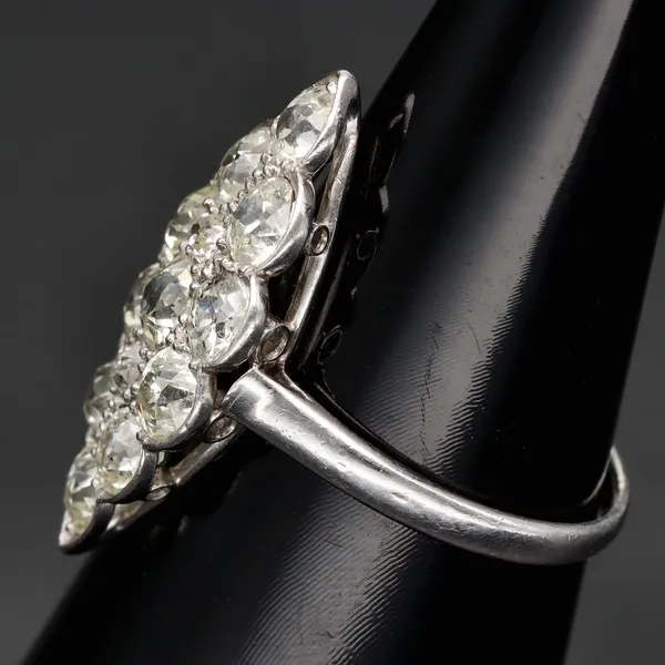 2ct+ Old Cut Diamond Marquis Cluster Ring