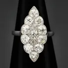 2ct+ Old Cut Diamond Marquis Cluster Ring