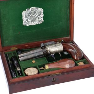 Good Cased 90 Bore Six Shot Percussion Pepperbox Revolver