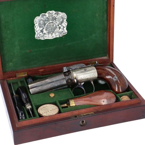 Good Cased 90 Bore Six Shot Percussion Pepperbox Revolver image-1