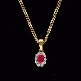 18ct Gold Ruby and Diamond Pendant Necklace