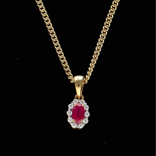 18ct Gold Ruby and Diamond Pendant Necklace image-1