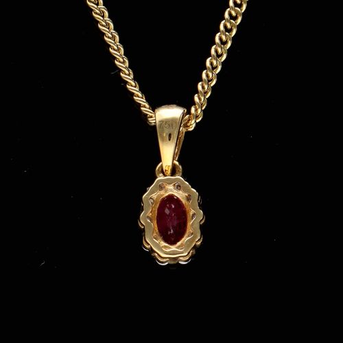 18ct Gold Ruby and Diamond Pendant Necklace image-4