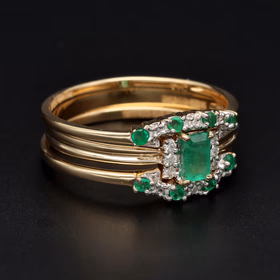 9ct Gold Emerald and Diamond Stacking Rings