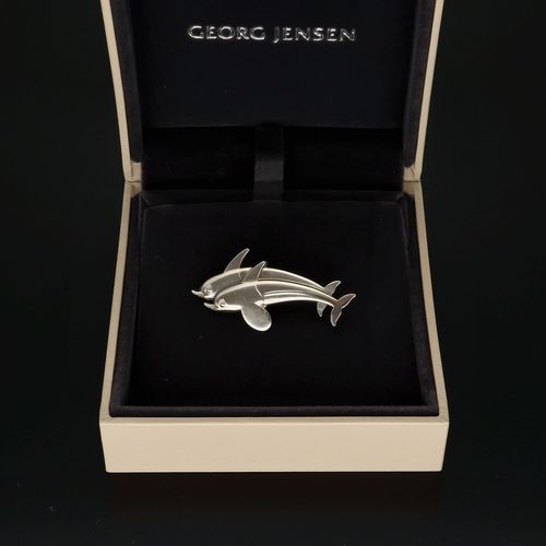 Georg Jensen Sterling Silver Dolphin Brooch image-2