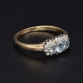 Gold Aquamarine Diamond Ring