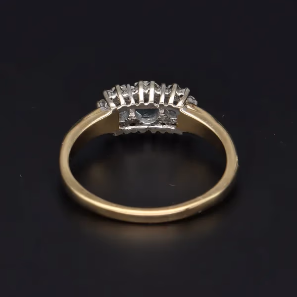 Gold Aquamarine Diamond Ring