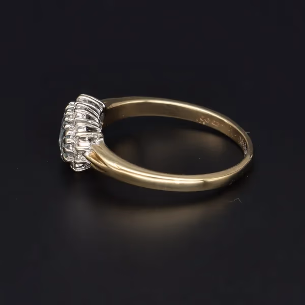 Gold Aquamarine Diamond Ring
