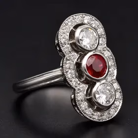 Platinum Ruby & Diamond Ring